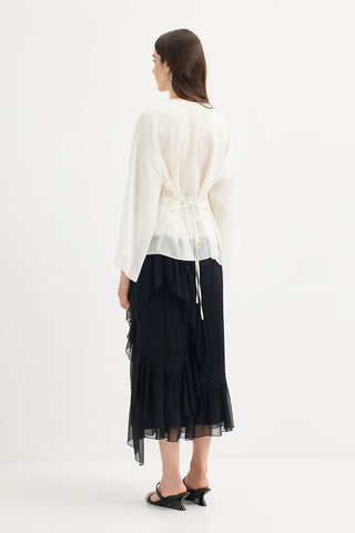 Tie-Detail Oversized Tunic Ecru