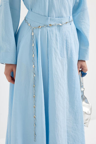 Tie-Waist Kimono & Skirt Set Light Blue