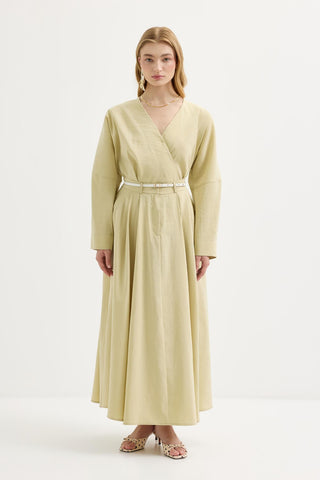 Tie-Waist Kimono & Skirt Set Light Green