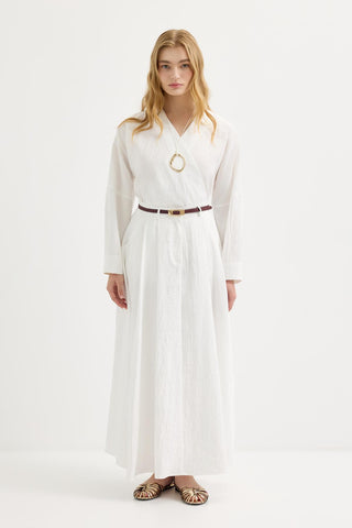 Tie Kimono Skirt Set White
