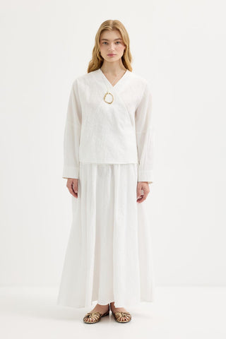 Tie Kimono Skirt Set White