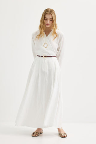Tie Kimono Skirt Set White