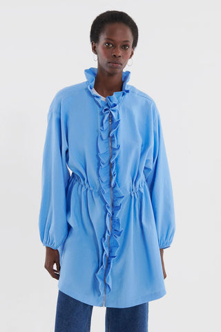 Frilly Balloon Sleeve Jacket Blue
