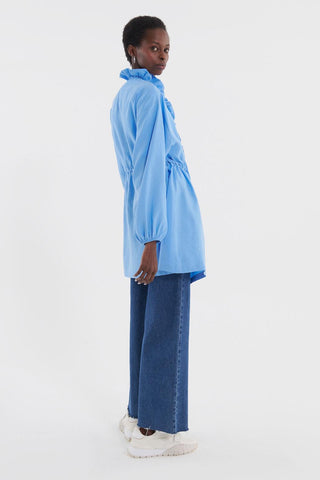 Frilly Balloon Sleeve Jacket Blue