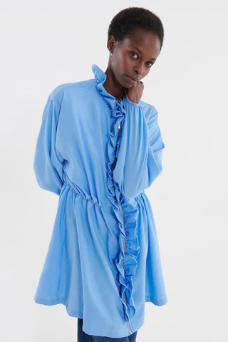 Frilly Balloon Sleeve Jacket Blue