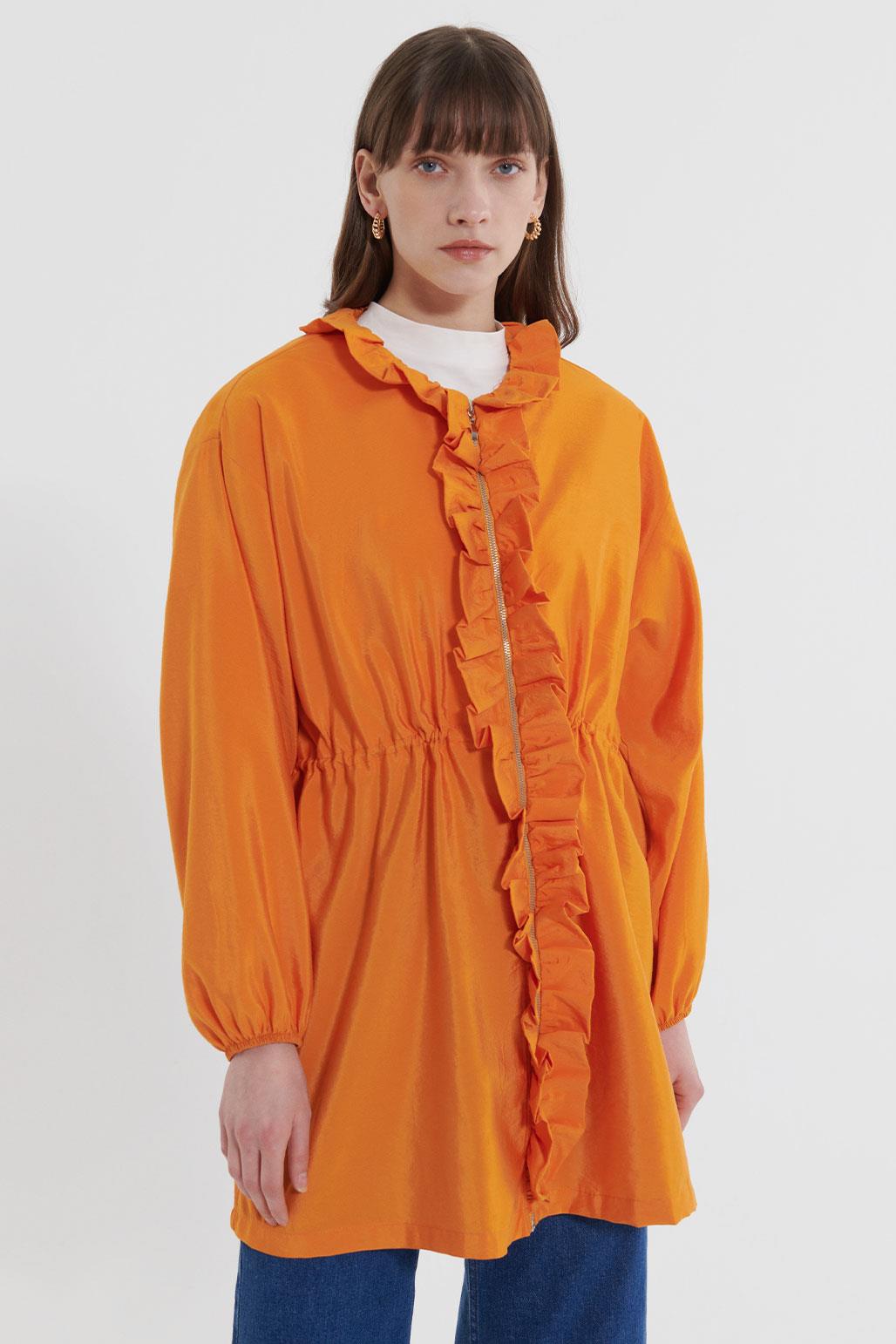 Frilly Balloon Sleeve Jacket Orange