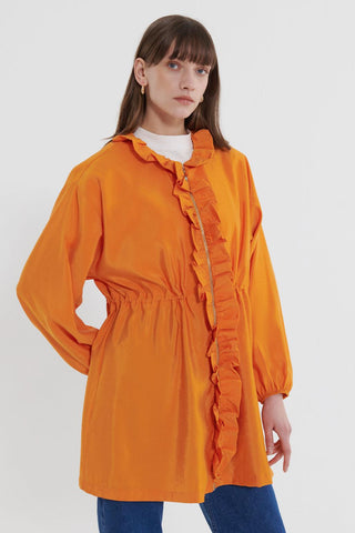 Frilly Balloon Sleeve Jacket Orange