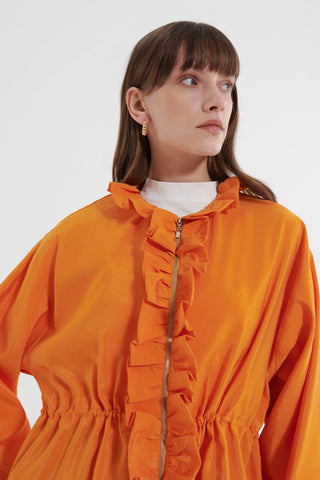 Frilly Balloon Sleeve Jacket Orange