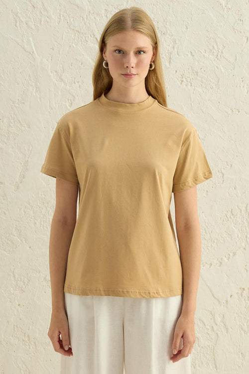 Basic Cotton T-Shirt Camel