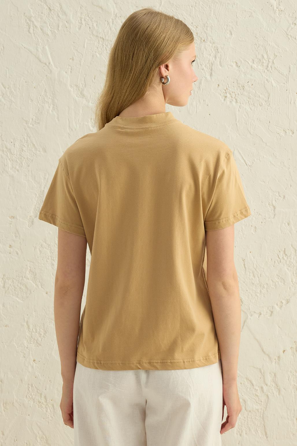 Basic Cotton T-Shirt Camel