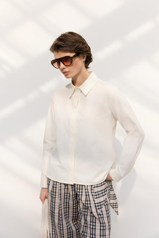 Basic Cropped Shirt Ecru