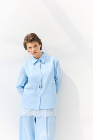Basic Cropped Shirt Light Blue