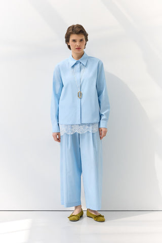 Basic Cropped Shirt Light Blue