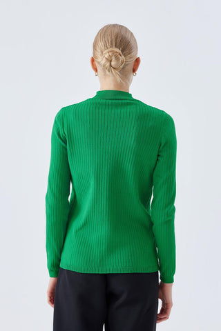 Basic Ribbed Knitwear Blouse Green