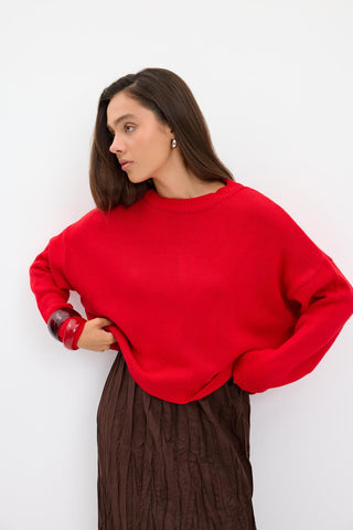 Basic Knit Sweater Red