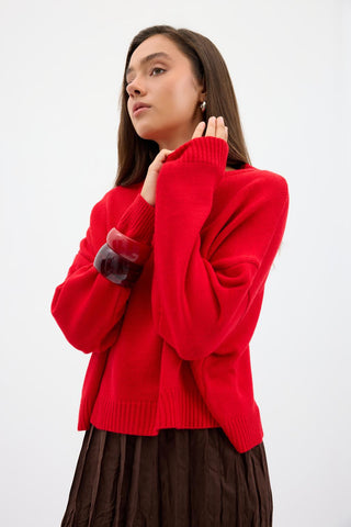 Basic Knit Sweater Red