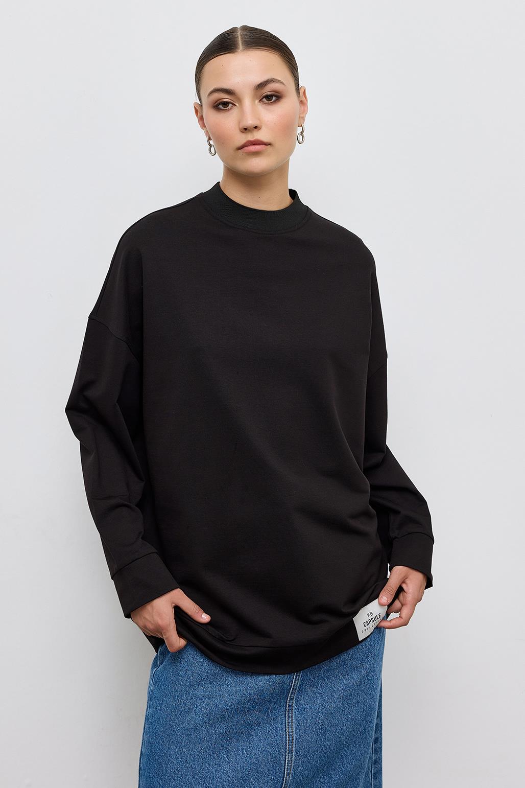 Basic Knitted Sweatshirt Black