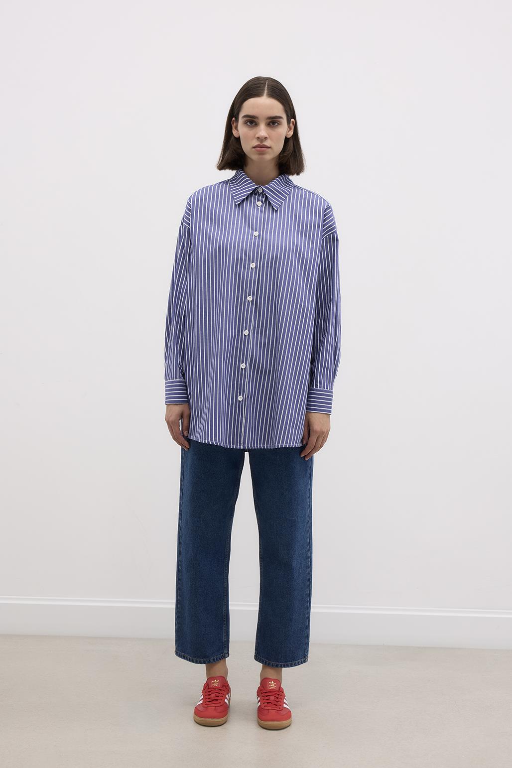 Basic Striped Shirt Dark Blue