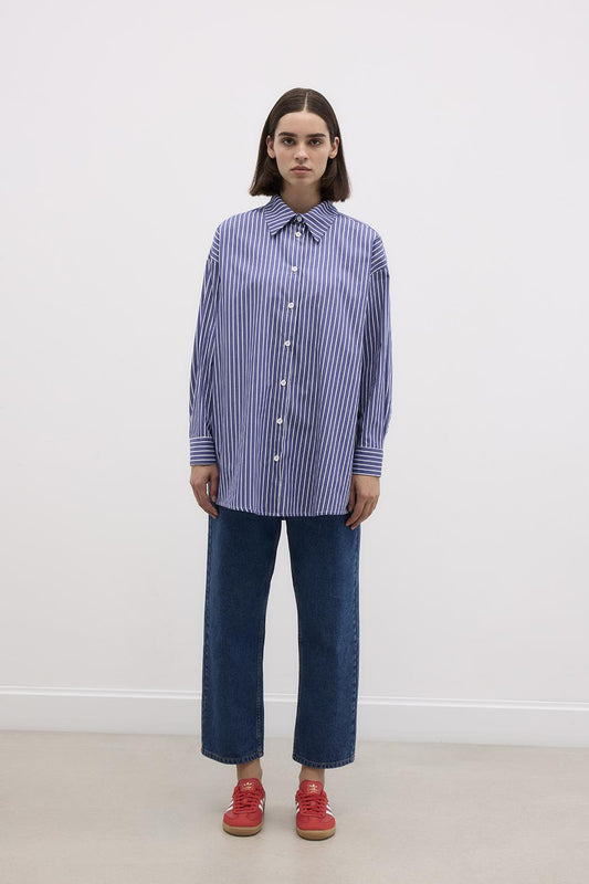 Basic Striped Shirt Dark Blue