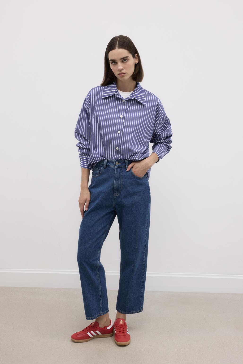 Basic Striped Shirt Dark Blue