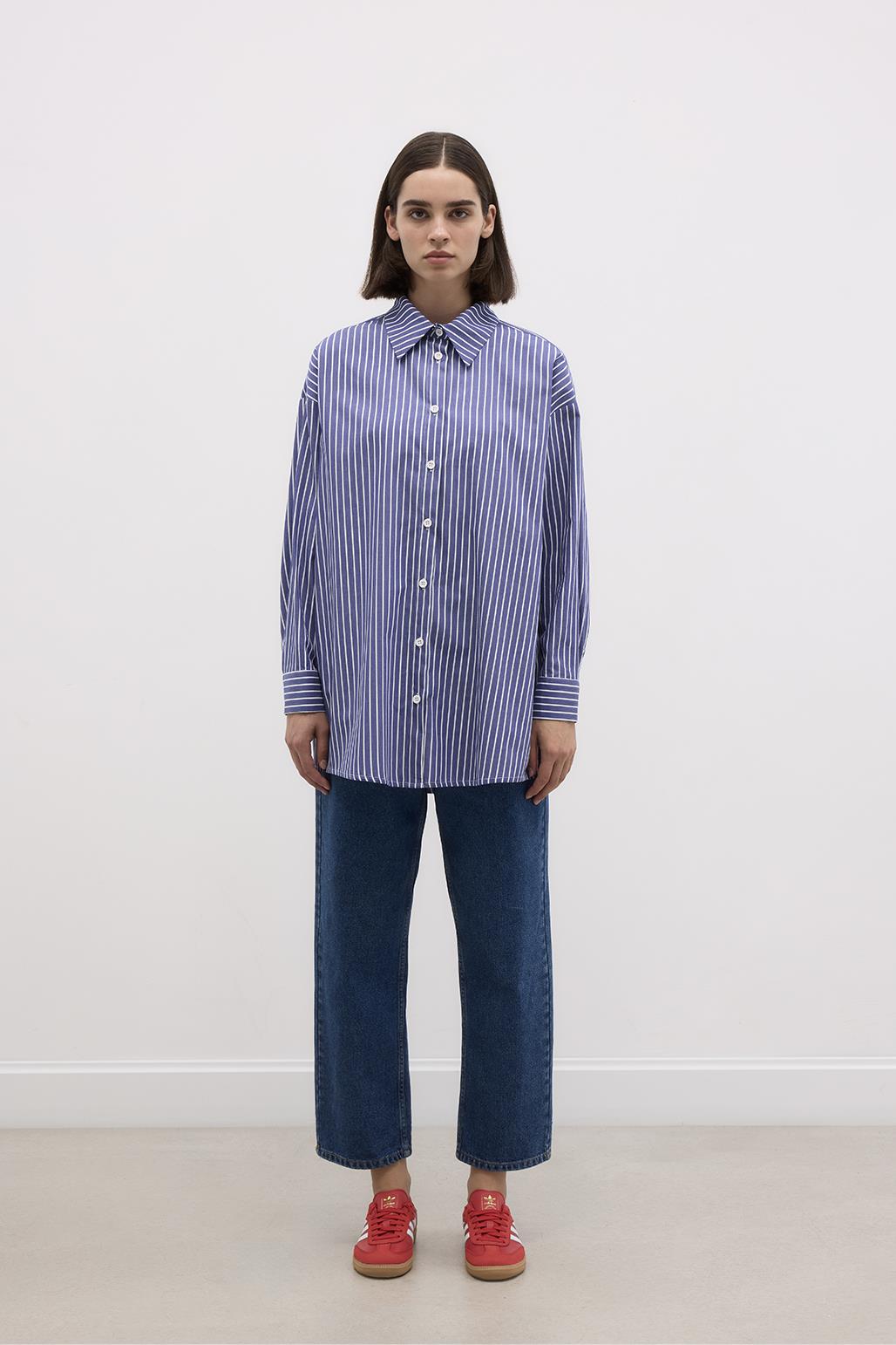 Basic Striped Shirt Dark Blue