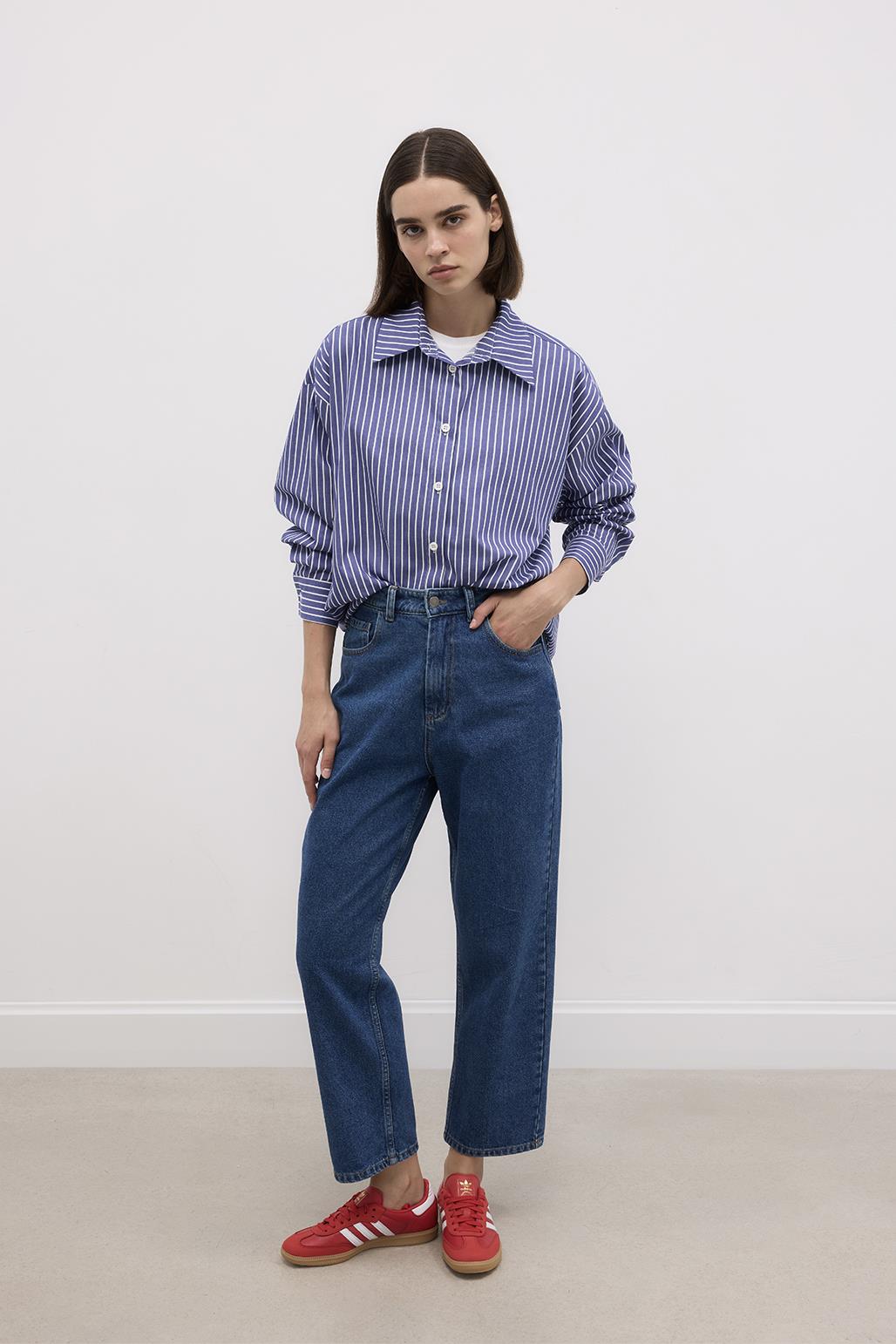 Basic Striped Shirt Dark Blue