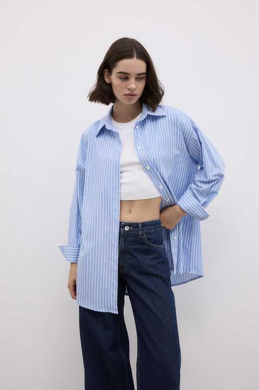 Basic Striped Shirt Light Blue