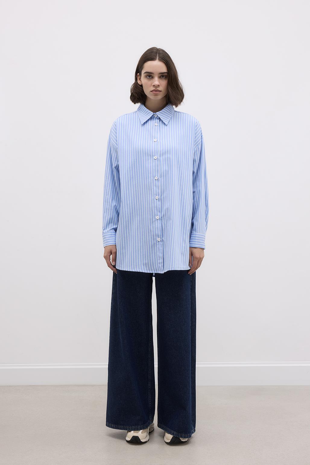 Basic Striped Shirt Light Blue