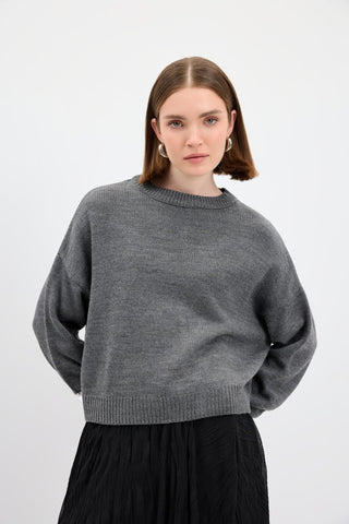 Basic Knit Sweater Charcoal Grey
