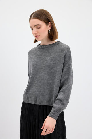 Basic Knit Sweater Charcoal Grey