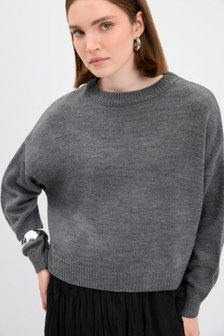 Basic Knit Sweater Charcoal Grey