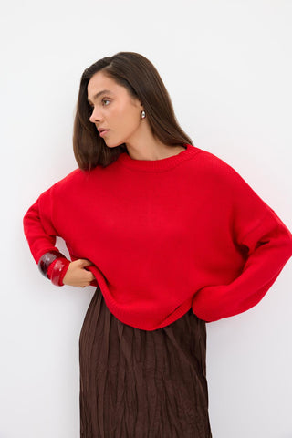 Basic Knit Sweater Red