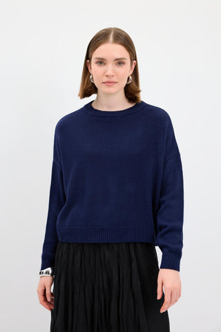 Basic Knit Sweater Navy Blue