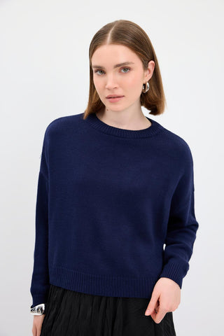 Basic Knit Sweater Navy Blue
