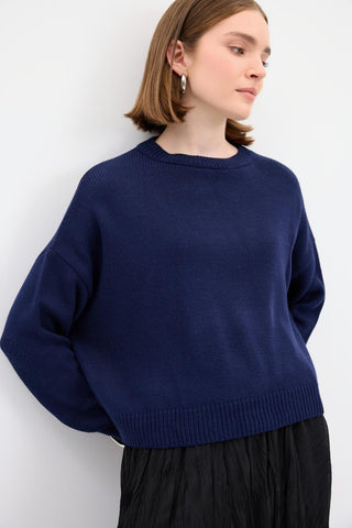 Basic Knit Sweater Navy Blue