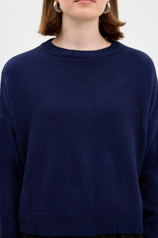 Basic Knit Sweater Navy Blue
