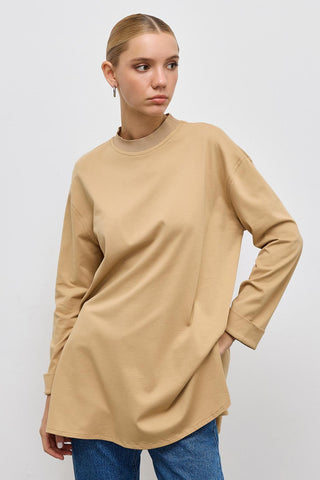 Basic Tunic With Slits Camel