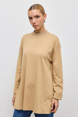 Basic Tunic With Slits Camel