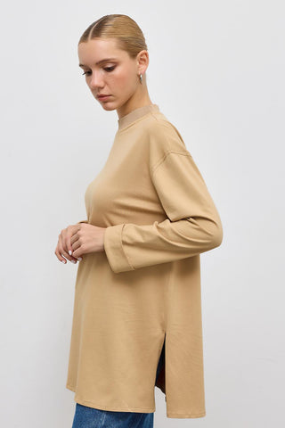 Basic Tunic With Slits Camel