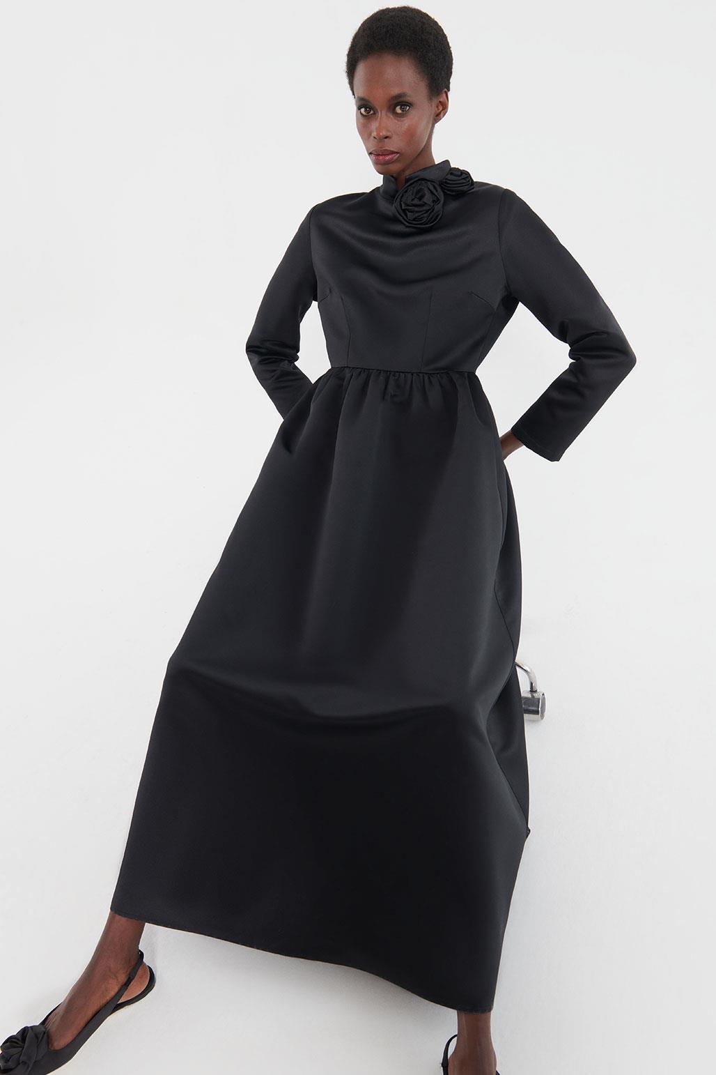Drawstring Waist Dress Black