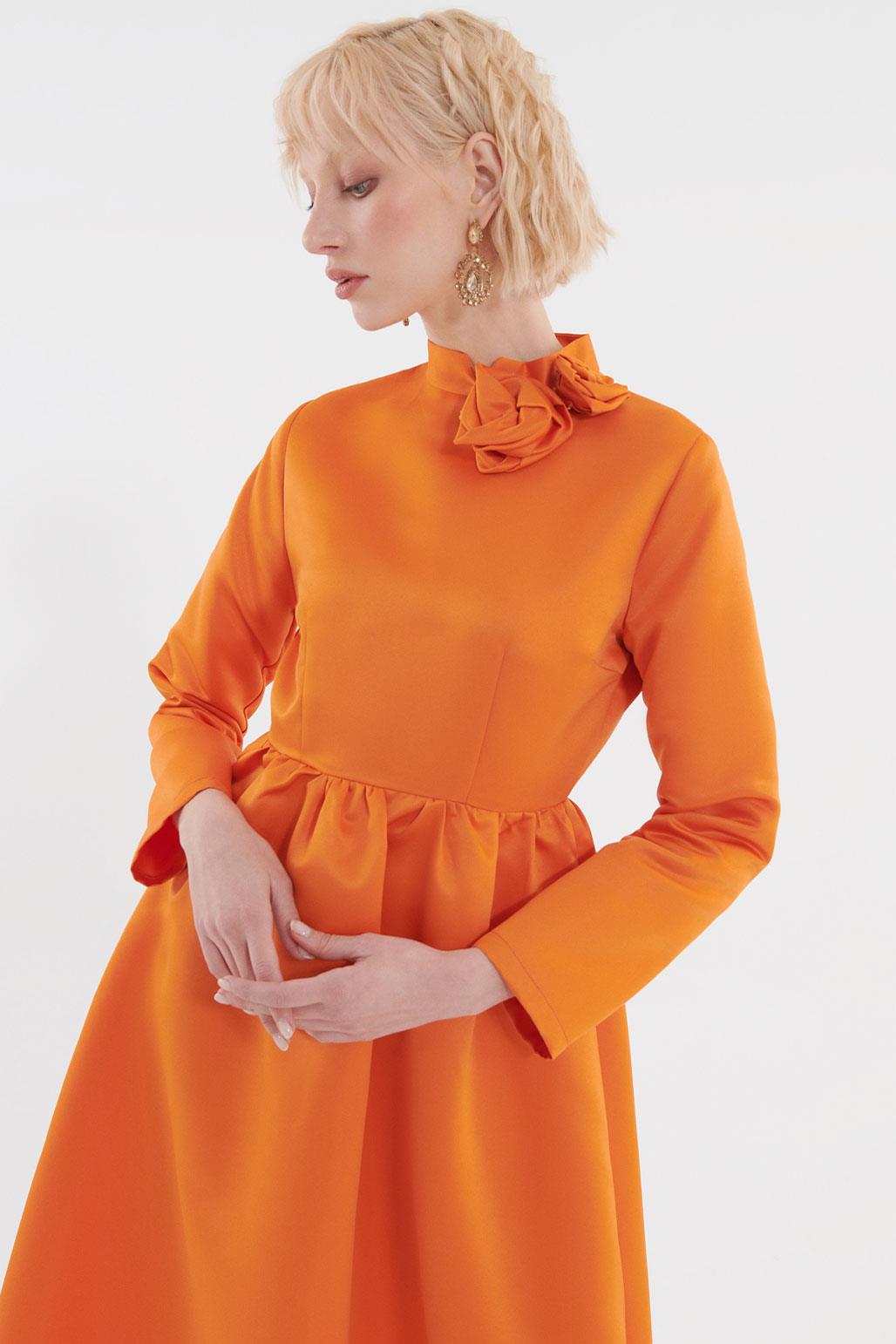 Drawstring Waist Dress Orange
