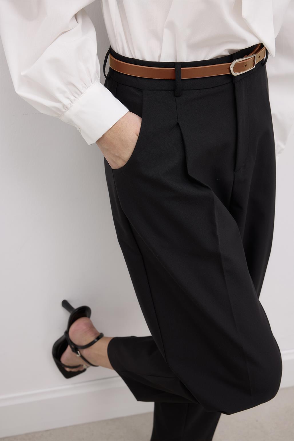 Belted Riding Trousers Black