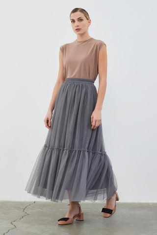 Benad Tulle Piece Skirt Smoke Gray