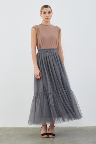 Benad Tulle Piece Skirt Smoke Gray