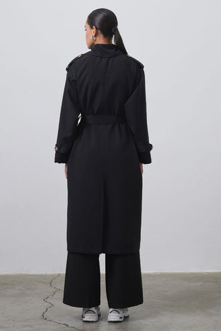 Bera Long Trench Black