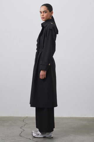 Bera Long Trench Black