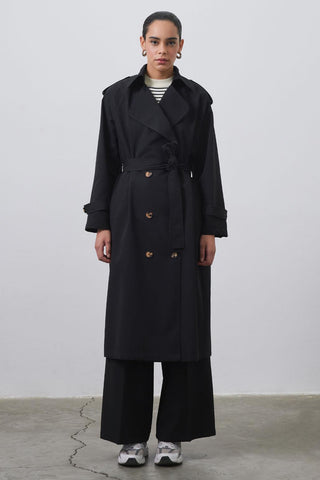 Bera Long Trench Black