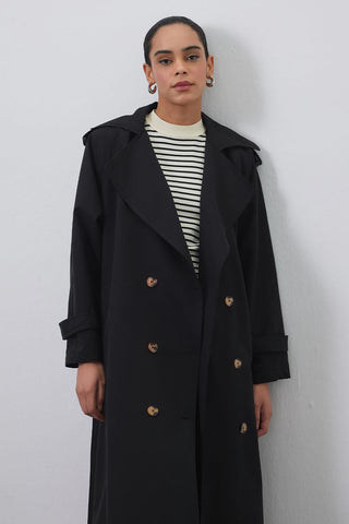 Bera Long Trench Black