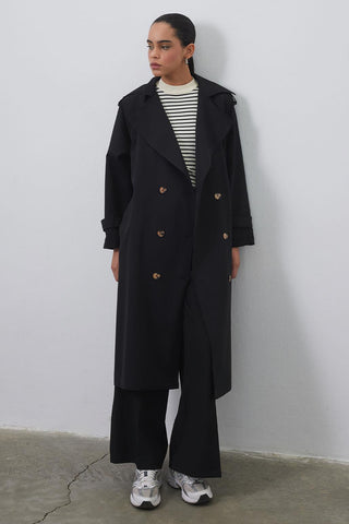 Bera Long Trench Black