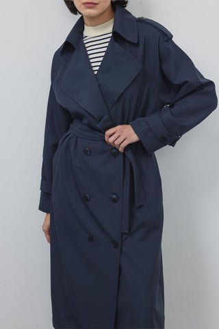 Bera Long Trench Navy Blue